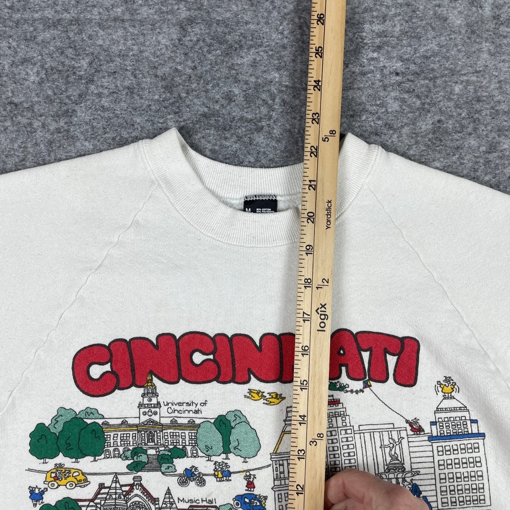 VTG Cincinnati Map Barb McClain Sweatshirt Mens M White 80s Made In USA - Picture 7 of 9
